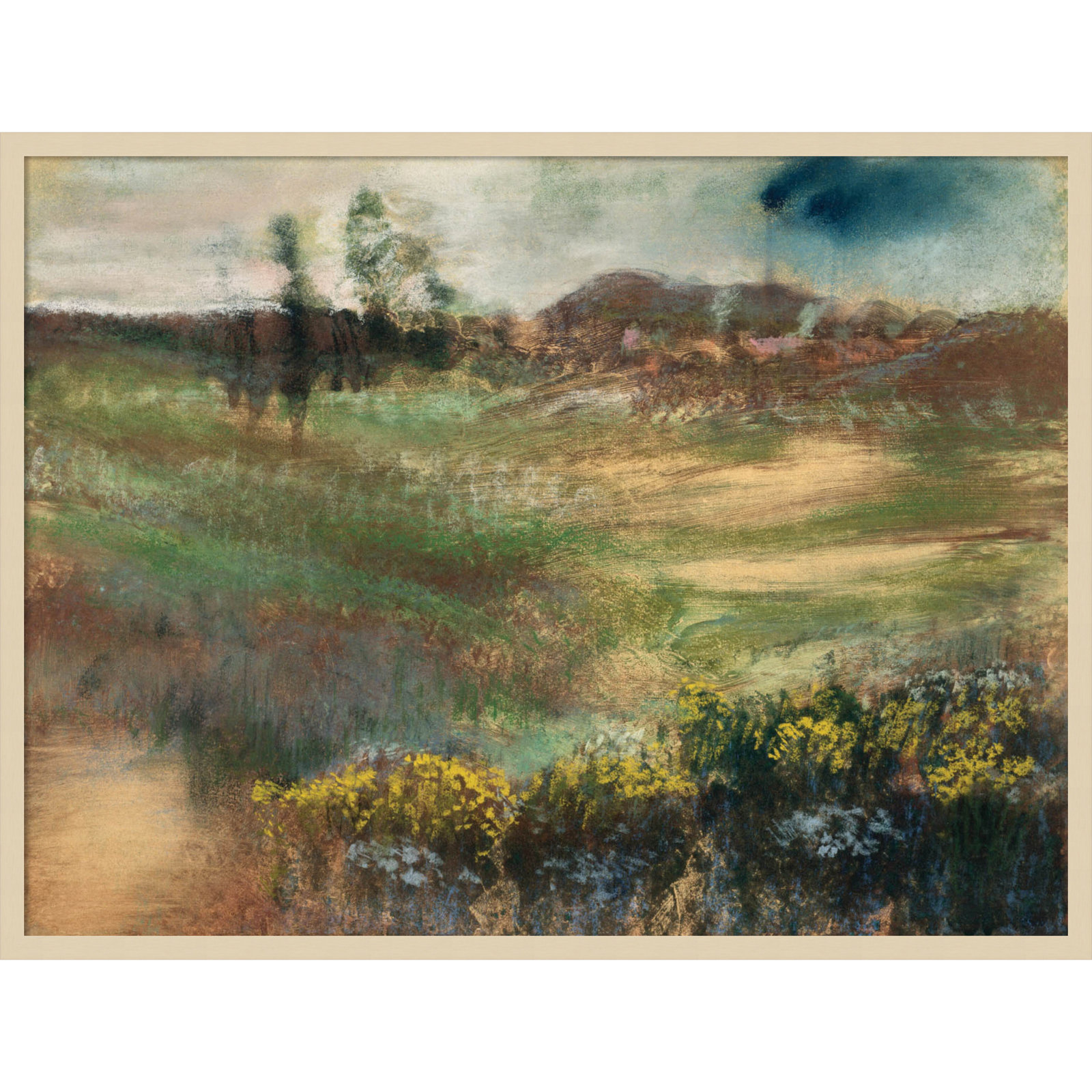 Edgar Degas's Landscape With Smokestacks Print, 31" H x 41" W, Brown Framed