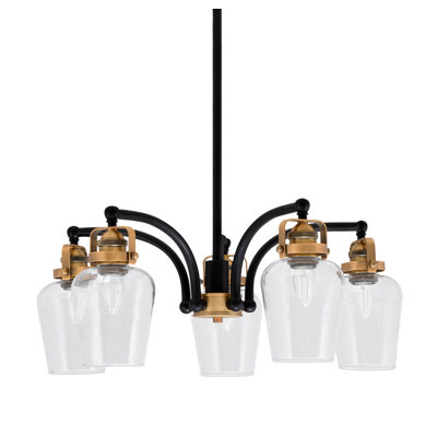 Easton 5 Light Downlight Chandelier With 5" Clear Bubble Glass