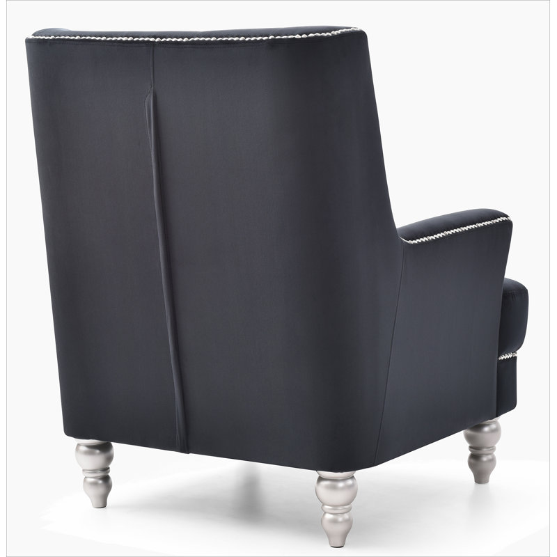 Charmant fauteuil traditionnel à accoudoirs ronds, Noir