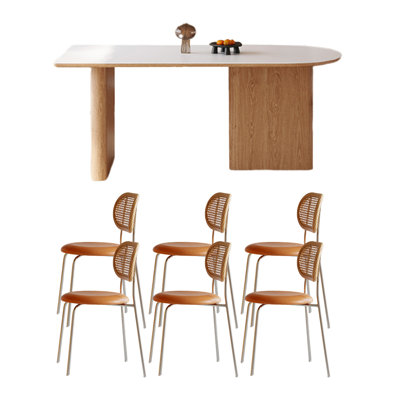 Ensemble de table de salle à manger moderne à base en bois massif