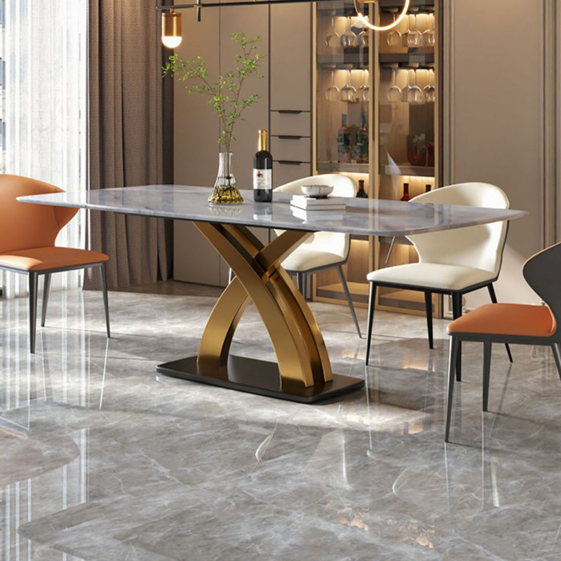 Rectangular marble dining table, 29.53"H x 62.99"L x 35.43"W