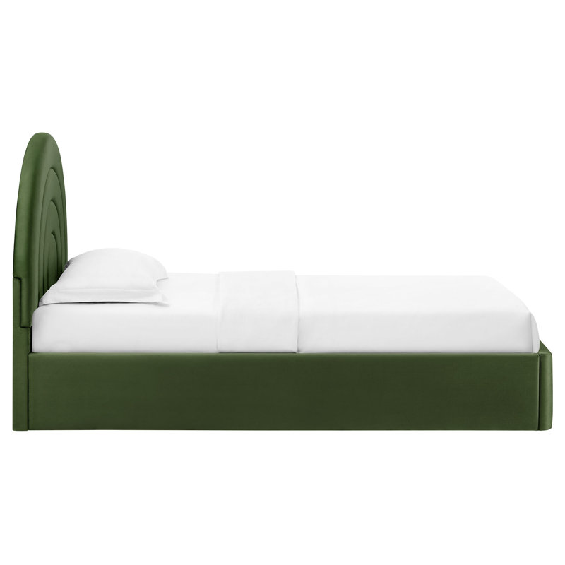 Solana Arched Performance Velvet Platform Bed, Moss Green, Twin
