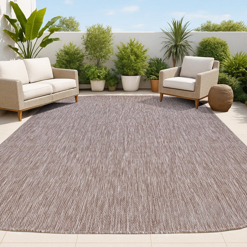 Tapis intérieur / extérieur brun clair Longe, Nouveauté 6 pi 2 po x 9 pi