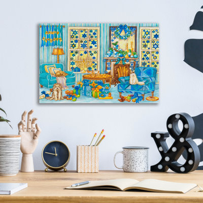 «Hanukah Living Room» par Andrea Strongwater, art mural en verre acrylique