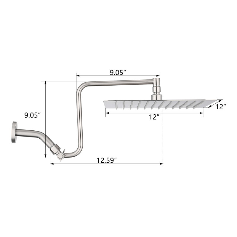 12" Rain Shower Head With Scaling Nozzles, Easy Maintenance Adjustable Arm, Enhances Quality
