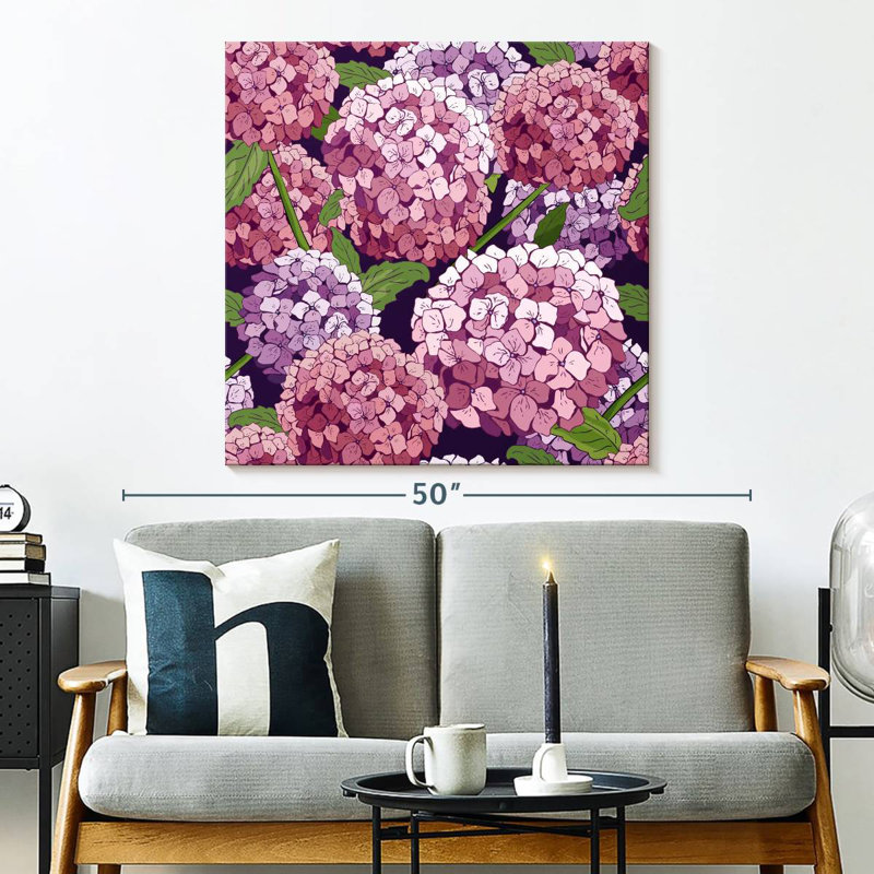 Hortensias roses et mauves Harnek, H 33 po x l 33 po