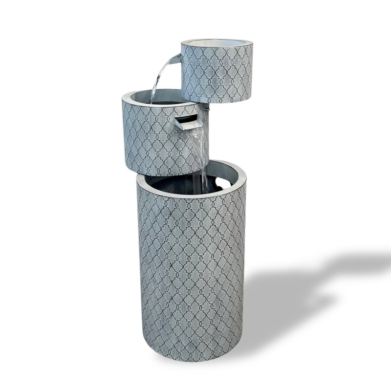 XBrand 33.5" H Zinc Metal Boxes Fountain with Planter – Modern Indoor & Outdoor Water Feature