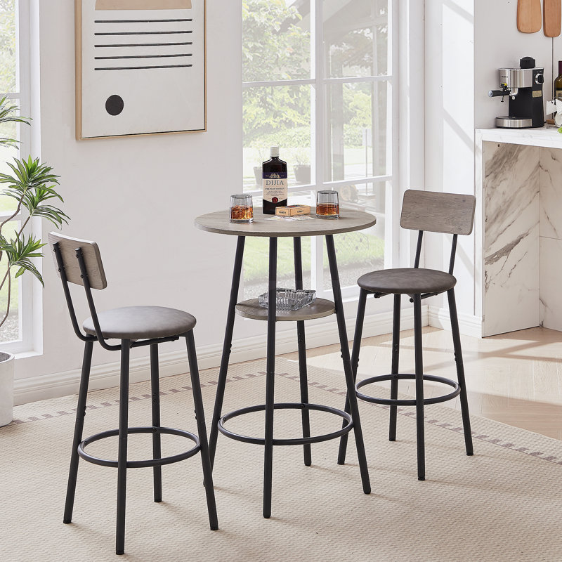 Ensemble de tabourets de bar ronds avec tablette et tabouret rembourré avec dossier, pour des rassemblements confortables et des moments de détente