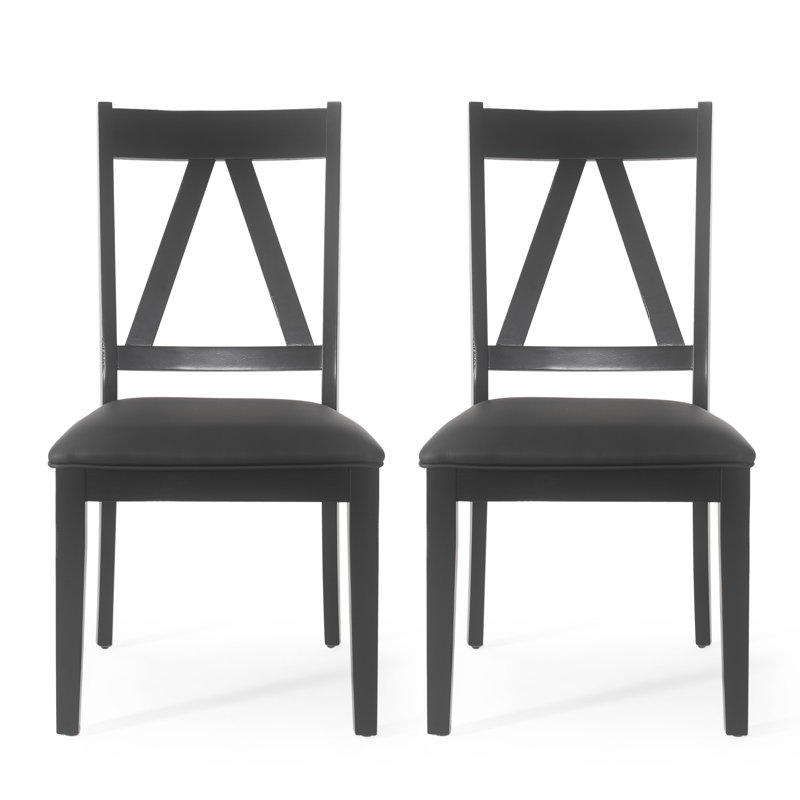 Chaise d'appoint rembourrée en similicuir Jahira, Noir, Noir