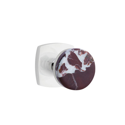 Ensemble de boutons de confidentialité Emtek Select avec rosette urbaine moderne et tige conique, bouton en marbre Rosso Levanto