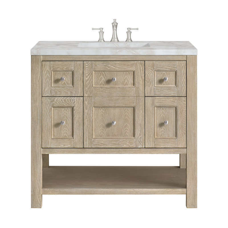 Breckenridge 36'' W Single Vanity, Victorian Silver, Whitewashed Oak, 8" Widespread