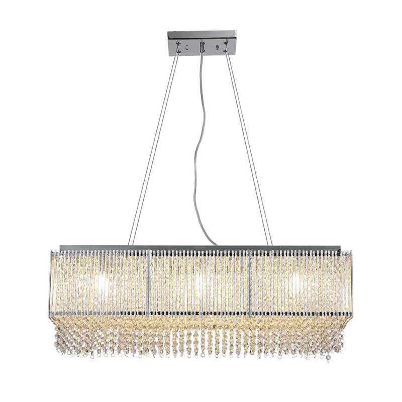 6 Light Spiral Crystal Chandelier Rectangular Pendant Lamp