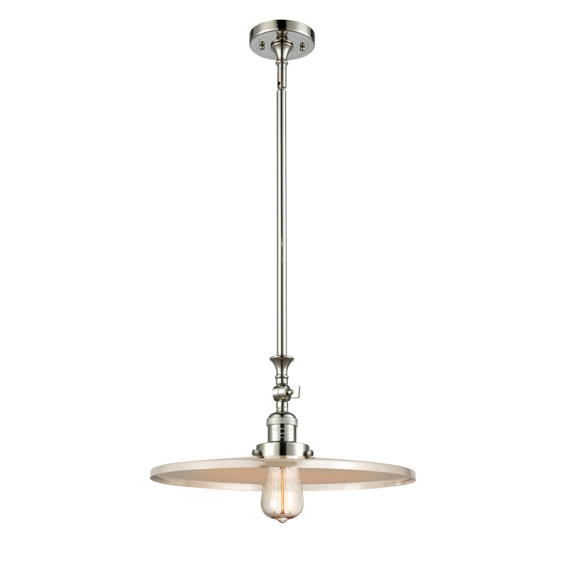 Luminaire suspendu simple à 1 lumière Weston, Nickel poli, Nickel poli