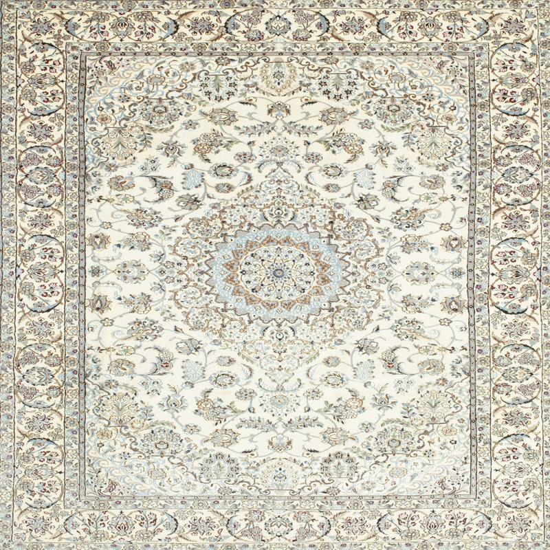 Tapis traditionnel gris / bleu clair / ivoire Dankrad, Rond 8 pi