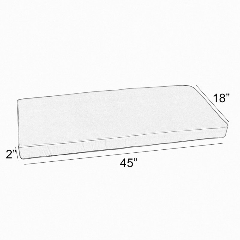 Outdoor 2'' Bench Seat Cushion, 2" H x 45" W x 18" D