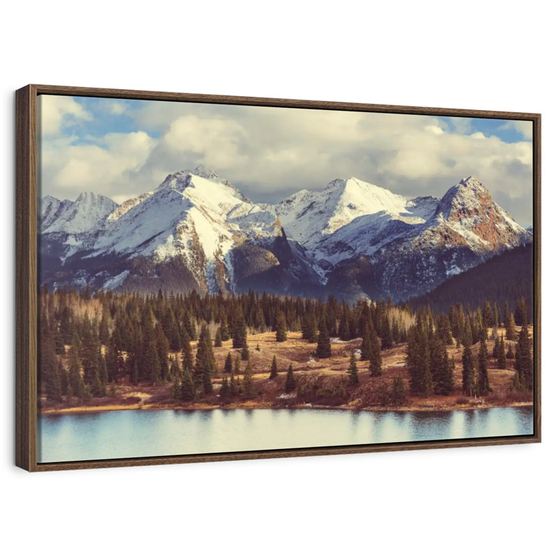 Montagnes Rocheuses du Colorado, 37 po x 25 po, Cadre flottant en noyer