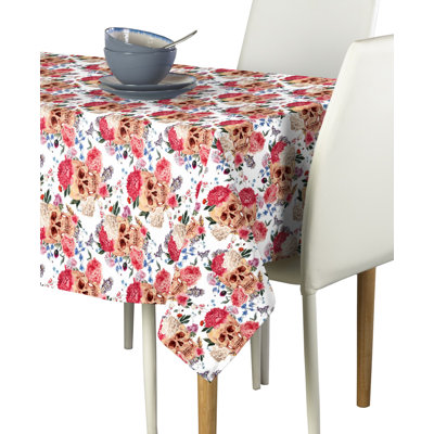 Huddleston Flowering Skulls Tablecloth