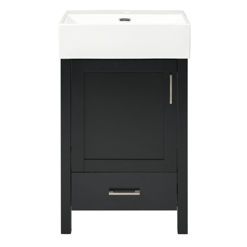 Meuble-lavabo 20,28 po avec lavabo en céramique, Noir