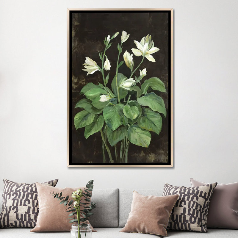Blooming Hosta - reproduction d'art murale - toile encadrée, Champagne, Reproduction encadrée sans passe-partout