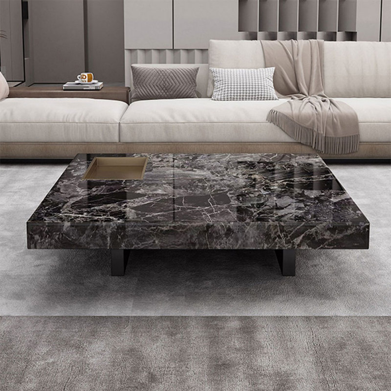Table basse carrée en acier inoxydable, H 11,81 po x L 39,37 po x l 39,37 po