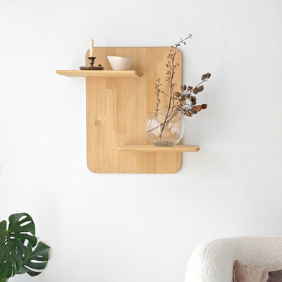 Tablette murale moderne en chêne Colesen, 25,9 po x 23,6 po | Fabriqué en bois de pin à 100%, conception scandinave | Solution de rangement robuste et élégante pour la maison ou le bureau | Parfait pour mettre en valeur les éléments essentiels à l