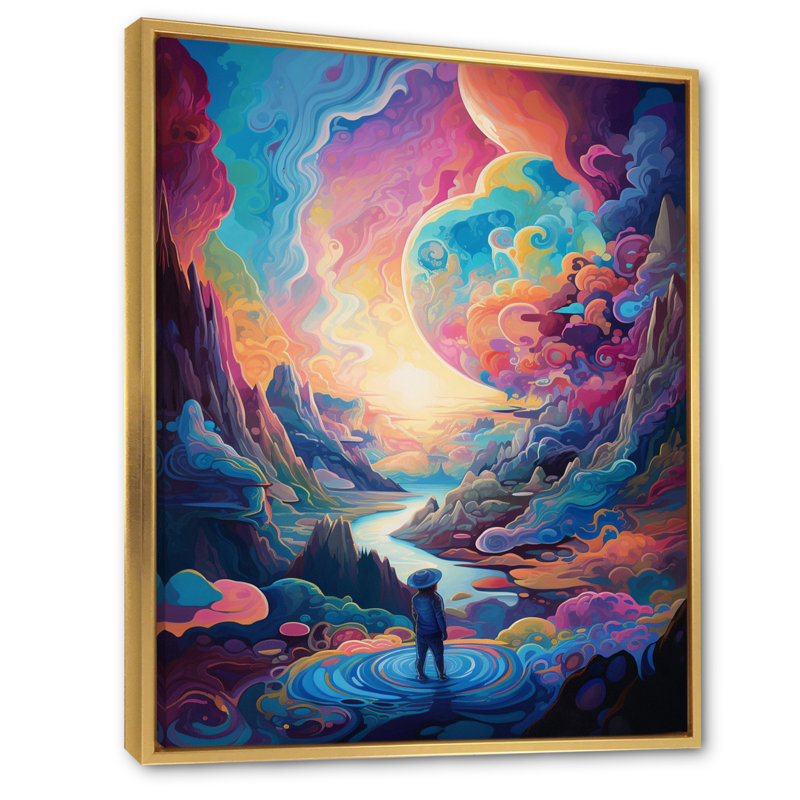 «Solitude Mysterious Rainbow Vision Landscape» - impression, H 32 po x l 16 po x P 1 po, Cadre flottant doré