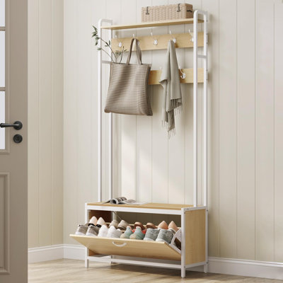 Hall Tree 85cm Wide with Bench and Shoe Storage