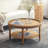 Jack 31.3" Round Coffee Table with Storage Shelf  & Solid Wood Legs