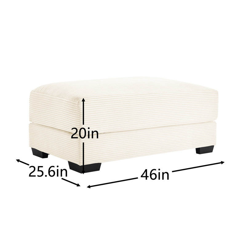 Corduroy 28 Cream Thick Cushioned Head Support Solid Wood Frame