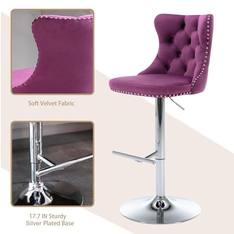 Tabourets de bar Kalinka, Noir, Or, 4