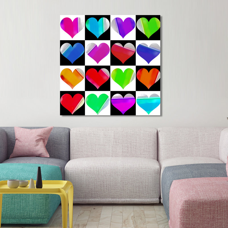 « cross my hearts », reproduction d’impression encadrée, H 24 po x l 24 po x P 1,5 po, Toile tendue