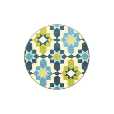 Blue Green Mixed Shape Pattern Creative Modern Decorative Washable Rug