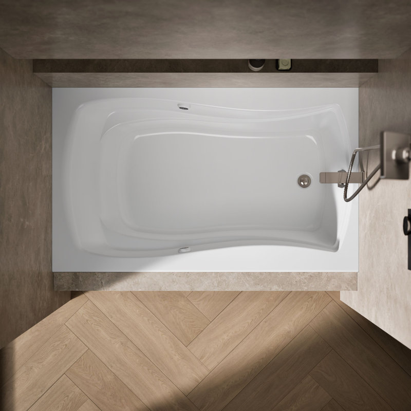 Mariposa 60" x 36" Air Acrylic Bathtub, Blanc, Droite