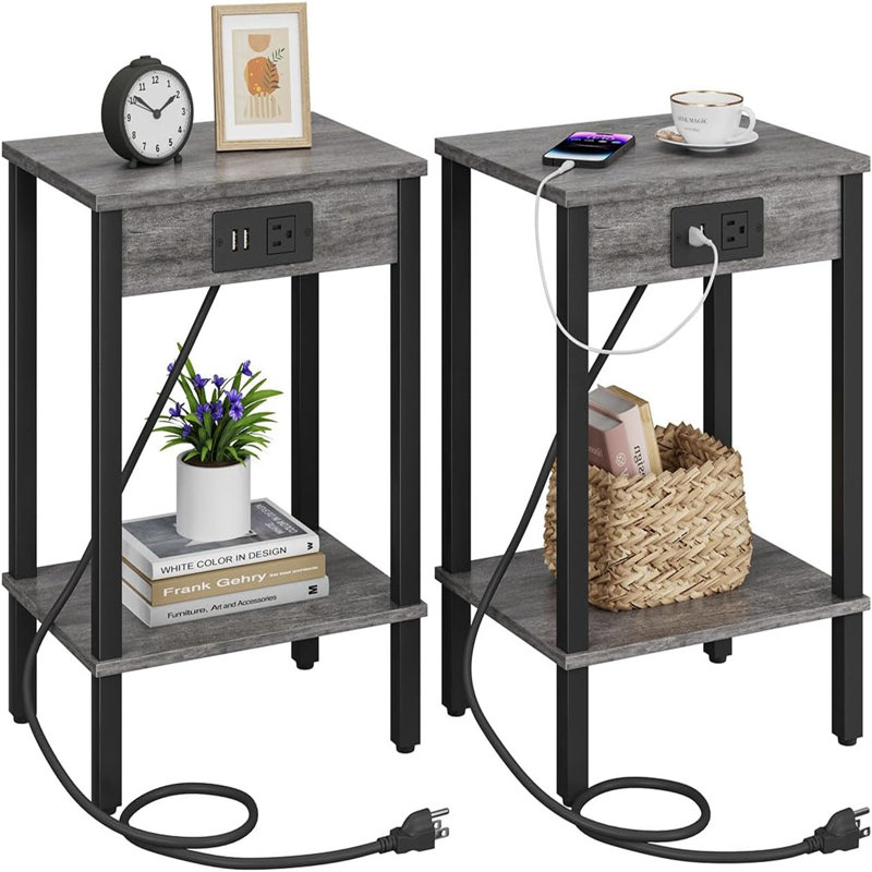 Ensemble de tables de bout Ayren, Gris / Noir