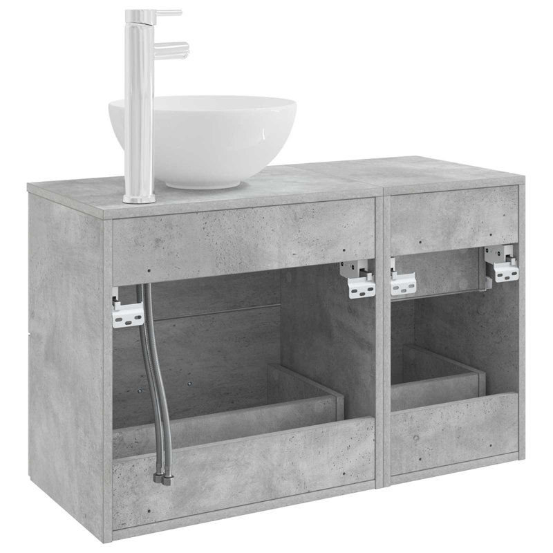 Vanity & Mirror Set, Concrete Grey