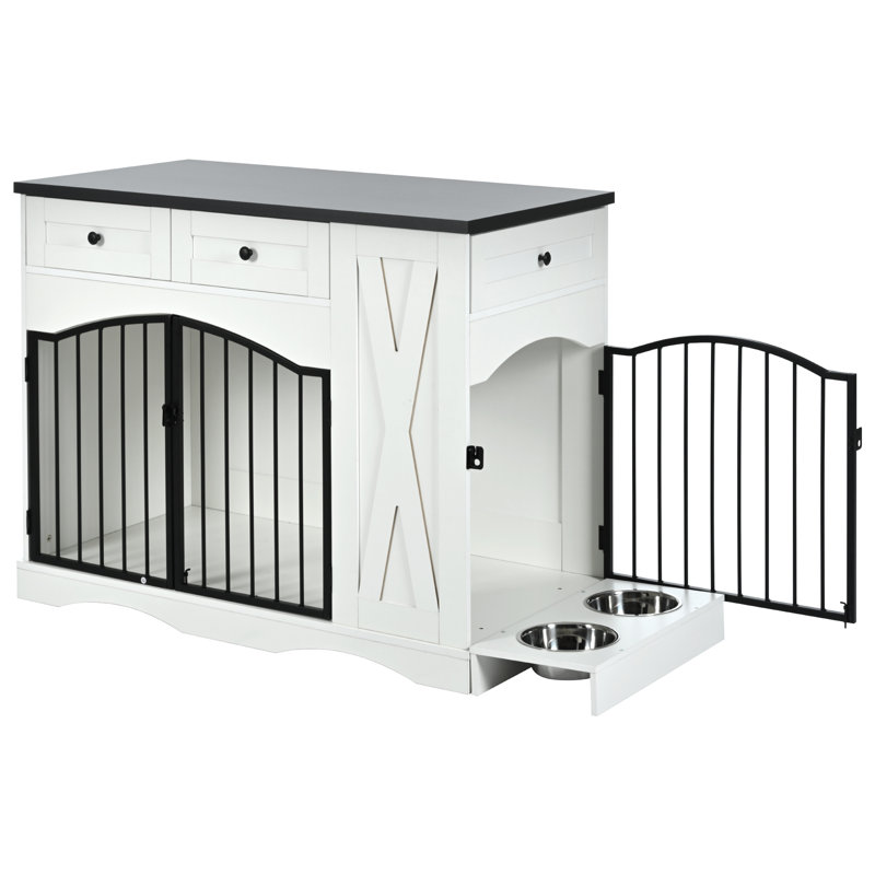 Meuble pour chien 43,3 "Farmhouse, Noir / blanc