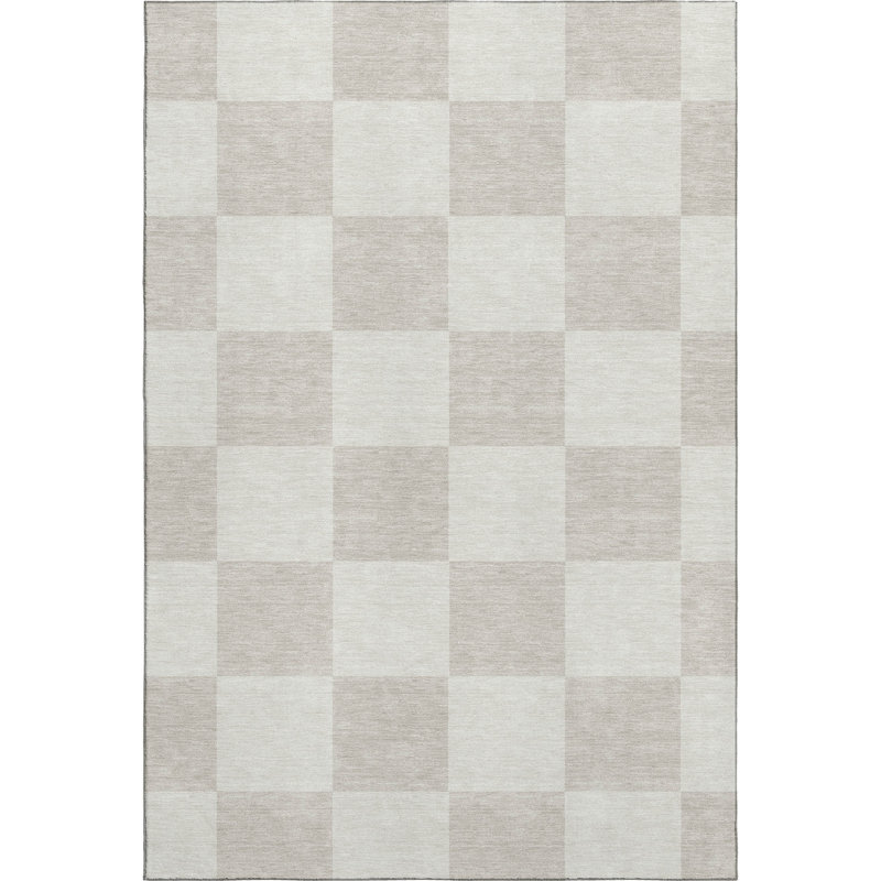 Tapis géométrique lavable à la machine de qualité supérieure Mayfield AMF2345, Ivoire ivoire, 8 pi x 10 pi