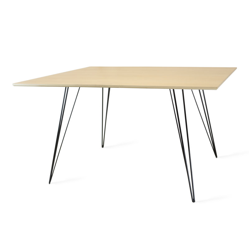 Williams Extendable Walnut Metal Base Dining Table, Black, 30'' H x 54'' L x 46'' W, Maple