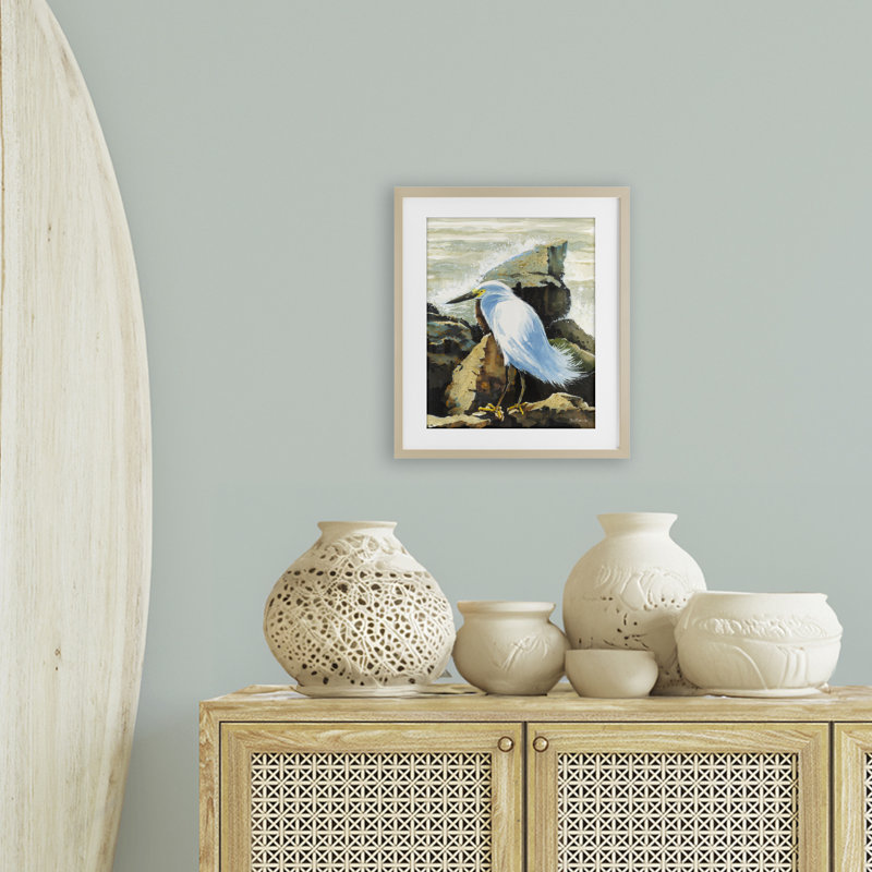 «Rocky Perch Coastal Cliff Bird», reproduction encadrée sous verre, conception de John Rossini, H 21 po x l 17 po