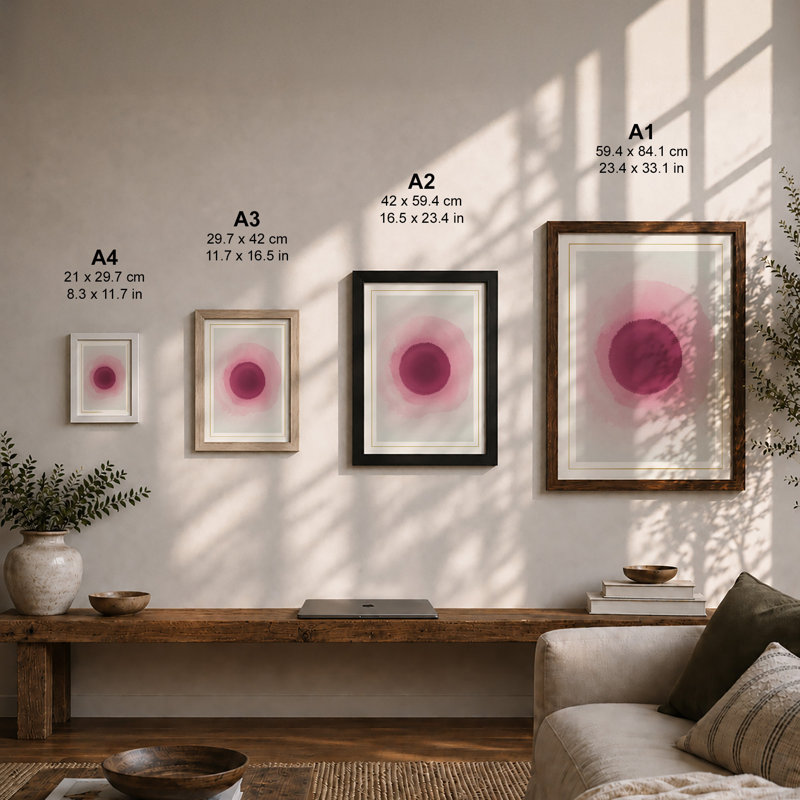 Concentric Bloom Minimalist - Framed Print, A4 - 29.7 x 21.0 cm, Walnut
