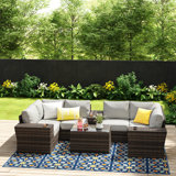 Widener Rattan Wicker Fully Assembled 4 - Person Seating Group with Cushions |Assembled wicker sofa