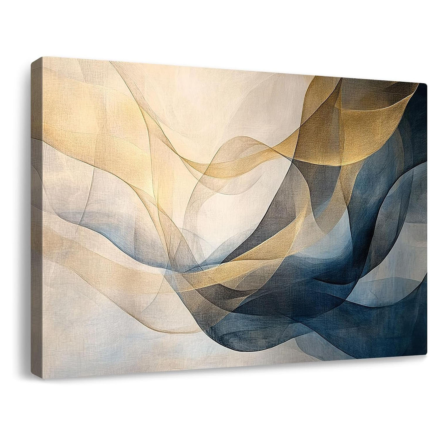 Mercer41 Blue Gold Abstract Canvas Wall Art Original Oil Painting ...