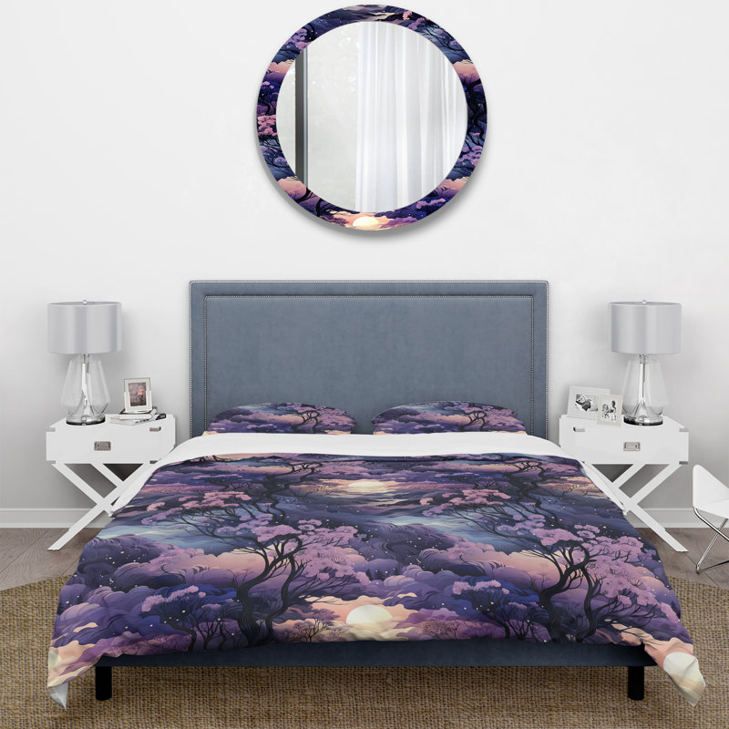 Dusky Dreamscapes Moody Patterns I - Floral Duvet Cover Set, Housse de couette pour grand lit et 2 taies décor