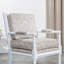 Fauteuil Spindle, finition blanche, tissu cachemire taupe