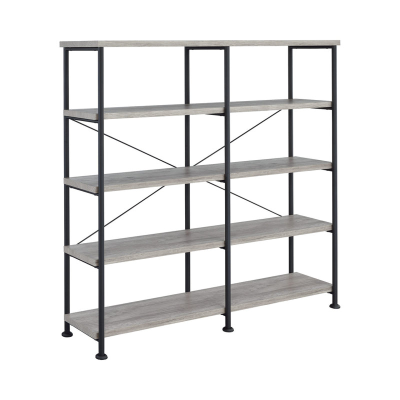 Bibliothèque ouverte à 4 tablettes en bois flotté gris et noir