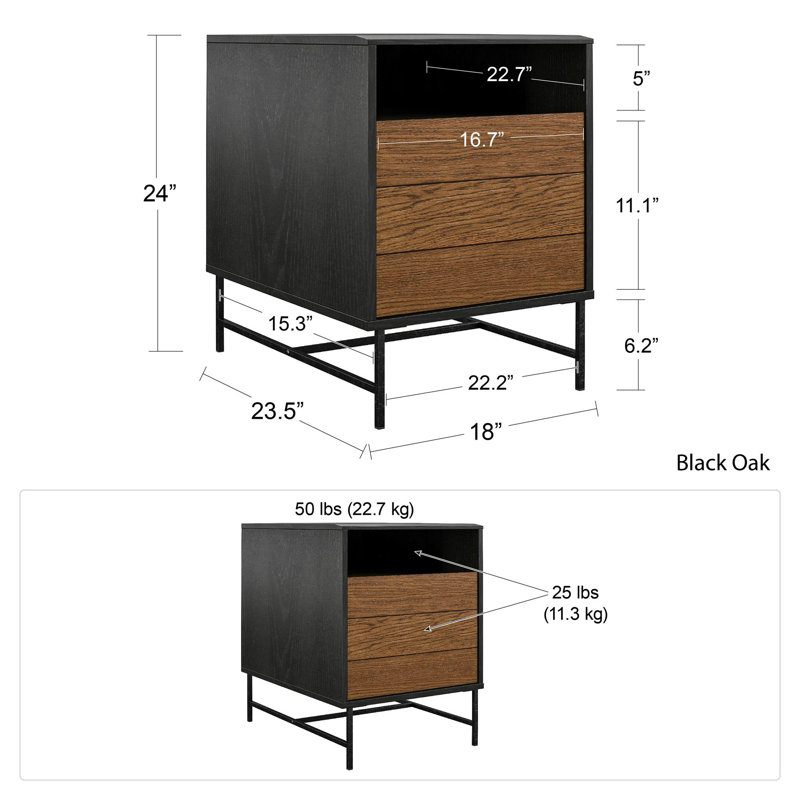 Reznor Nightfall Oak Square End Table with Open Cubby