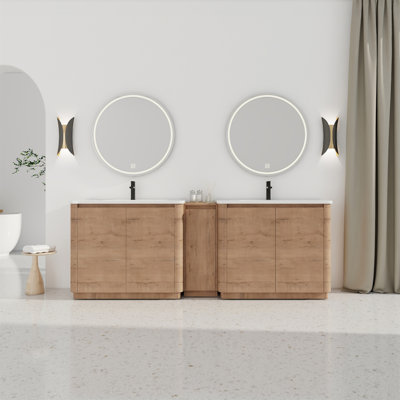 92'' Freestanding Bathroom Vanity With White Ceramic Sink