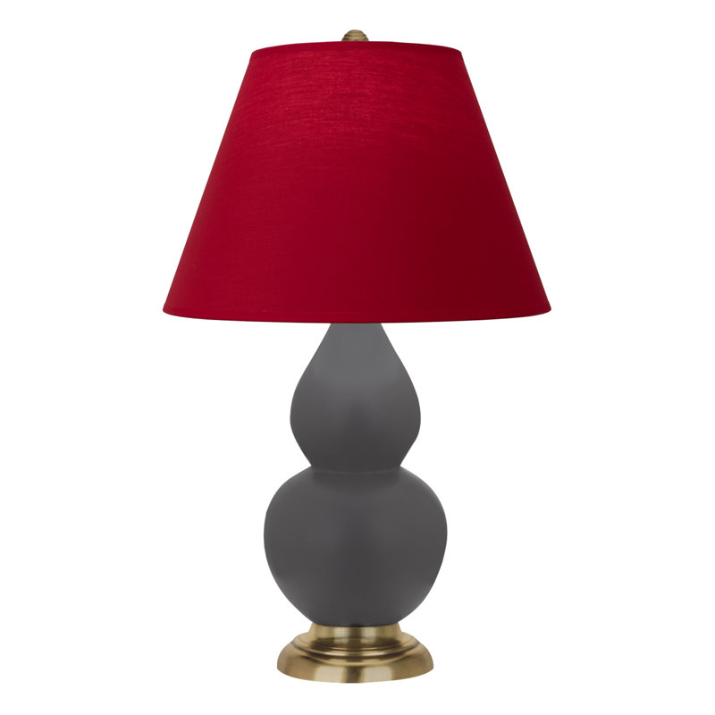 Petite lampe d'appoint à double gourde, Rouge, H 22,75 po x l 6 po x P 15 po, Gris mat / laiton