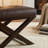 Mccusker Brown X Bench Ottoman in Bonded Leather with Dark Cappuccino Wood