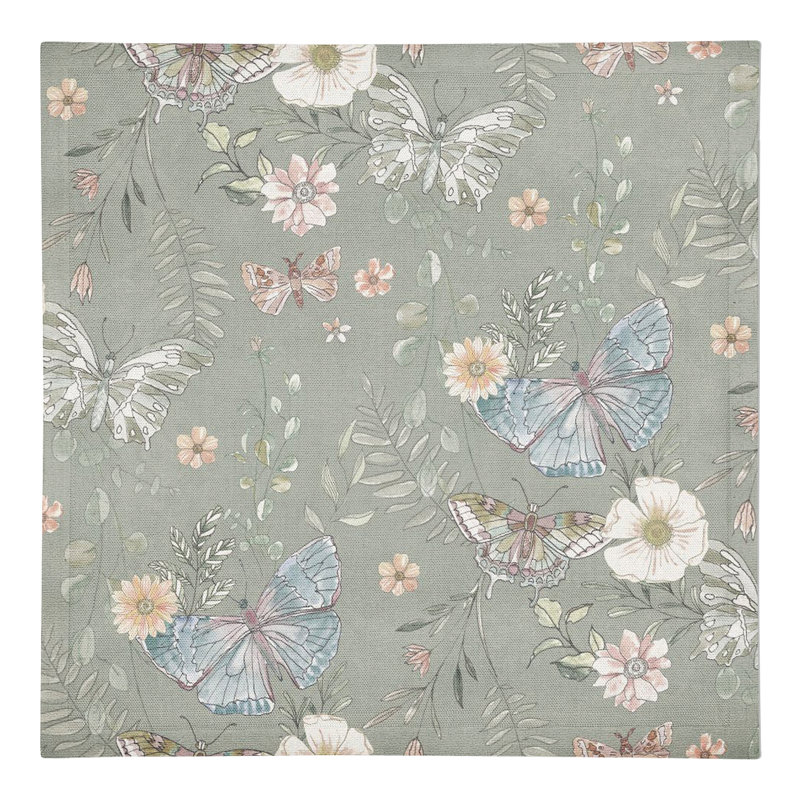 Alkhoury Cotton Floral Square Napkin, Green